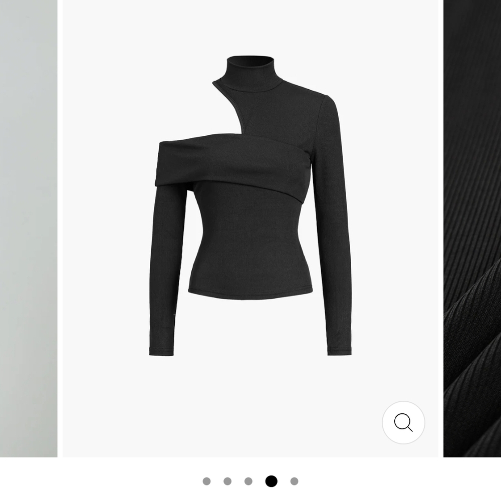 Contemporary Asymmetric Turtleneck Off-Shoulder Sweater in Black